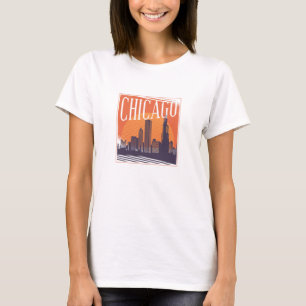 Chicago Illinois Vintages Skyline City Logo T-Shirt