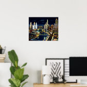 Chicago Illinois Wacker Drive bei Nacht Poster (Heimbüro)