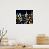 Chicago Illinois Wacker Drive bei Nacht Poster (Küche)