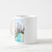 Chicago Illinois Watercolor City View Kaffeetasse (Vorderseite Links)