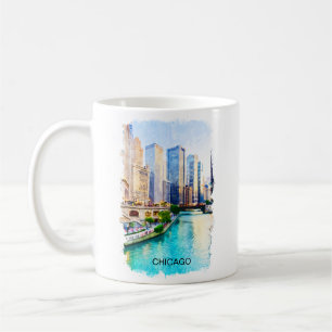 Chicago Illinois Watercolor City View Kaffeetasse