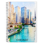 Chicago Illinois Watercolor City View Notizblock (Vorderseite)