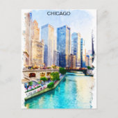 Chicago Illinois Watercolor City View Postkarte (Vorderseite)