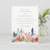 Chicago Illinois Watercolor Landscape Wedding Einladung (Stehend Vorderseite)