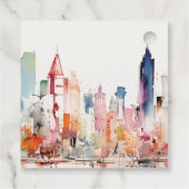 Chicago Illinois Watercolor Landscape Wedding Geschenkanhänger (Rückseite)