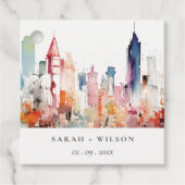 Chicago Illinois Watercolor Landscape Wedding Geschenkanhänger (Vorderseite)