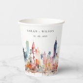 Chicago Illinois Watercolor Landscape Wedding Pappbecher (Vorderseite)