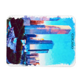 Chicago Illinois Watercolor Paint Illustration Magnet (Horizontal)