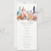 Chicago Illinois Watercolor Scape Wedding Program Einladung (Vorderseite)