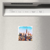 Chicago Illinois Watercolor Skyline View Magnet (In Situ (Geschirrspüler))