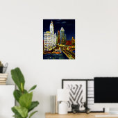 Chicago Illinois Wrigley Gebäude by Night Poster (Heimbüro)