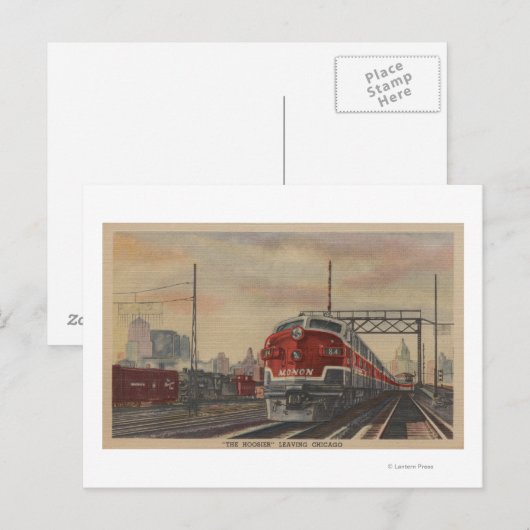 Chicago, Illinois / Zug Postkarte (Vorne/Hinten)