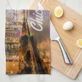 Chicago Illinos City in der Nacht Geschirrtuch (Viertel Falte)