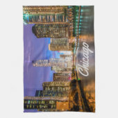 Chicago Illinos City in der Nacht Geschirrtuch (Vertikal)