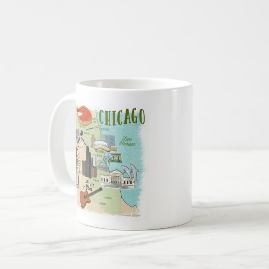 Chicago Illustriert Map Tasse (Vorderseite Links)