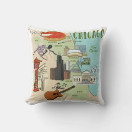 Chicago Illustriert Map Throw Pillow Kissen