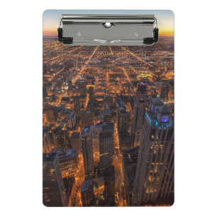 Chicago im Stadtzentrum gelegen am Sonnenuntergang Mini Klemmbrett