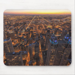 Chicago im Stadtzentrum gelegen am Sonnenuntergang Mousepad