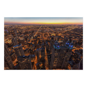 Chicago im Stadtzentrum gelegen am Sonnenuntergang Poster