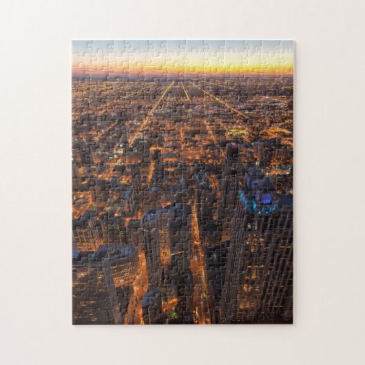Chicago im Stadtzentrum gelegen am Sonnenuntergang Puzzle (Vertikal)