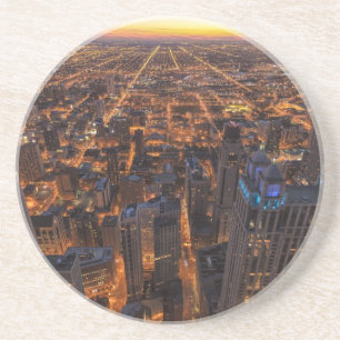Chicago im Stadtzentrum gelegen am Sonnenuntergang Sandstein Untersetzer