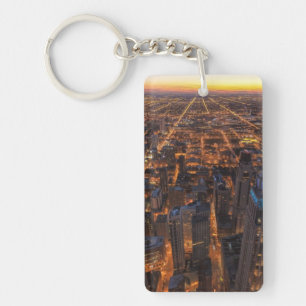 Chicago im Stadtzentrum gelegen am Sonnenuntergang Schlüsselanhänger