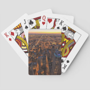 Chicago im Stadtzentrum gelegen am Sonnenuntergang Spielkarten