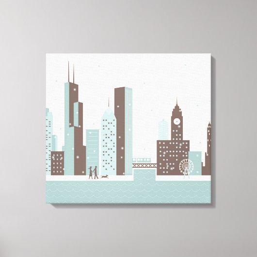Chicago im Winter Leinwanddruck (Vorderseite)