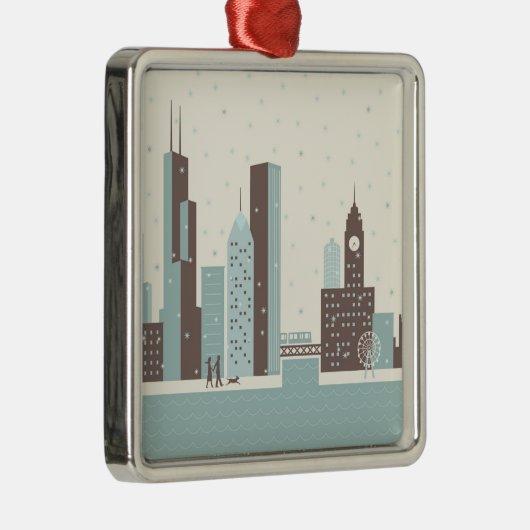 Chicago im Winter Ornament Aus Metall (Rechts)