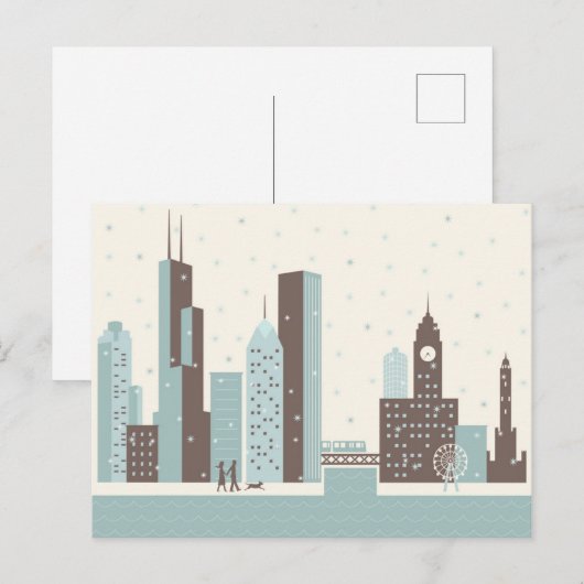 Chicago im Winter Postkarte (Vorne/Hinten)
