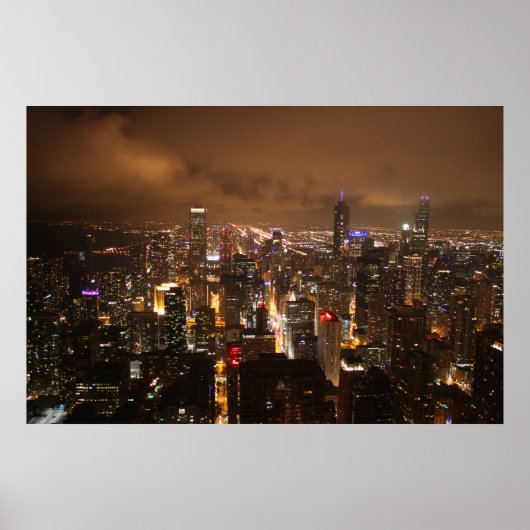 Chicago in der Nacht Poster (Vorne)