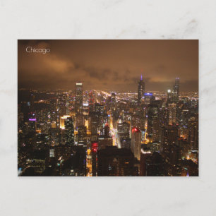 Chicago in der Nacht Postkarte