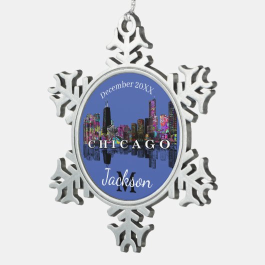 Chicago in Graffiti Schneeflocken Zinn-Ornament (Rechts)