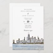 Chicago Invitación de Boda Skyline Einladung (Vorne/Hinten)
