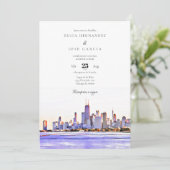 Chicago Invitación de Boda Skyline Einladung (Stehend Vorderseite)