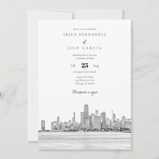Chicago Invitación de Boda Skyline Einladung (Vorderseite)