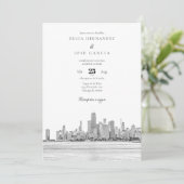 Chicago Invitación de Boda Skyline Einladung (Stehend Vorderseite)