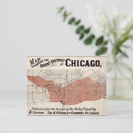 Chicago Karte ab 1871 nach dem Feuer wiederhergest (Stehend Vorderseite)