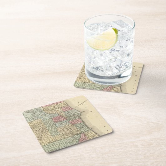 Chicago-Karte durch Mitchell Rechteckiger Pappuntersetzer (Vor Ort)