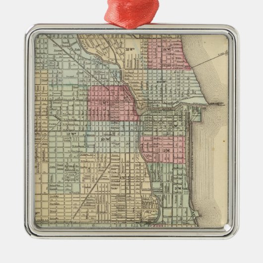Chicago-Karte durch Mitchell Silbernes Ornament (Vorne)