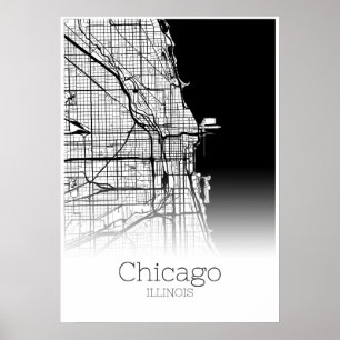 Chicago-Karte - Illinois IL - Stadt-Karten-Plakat Poster