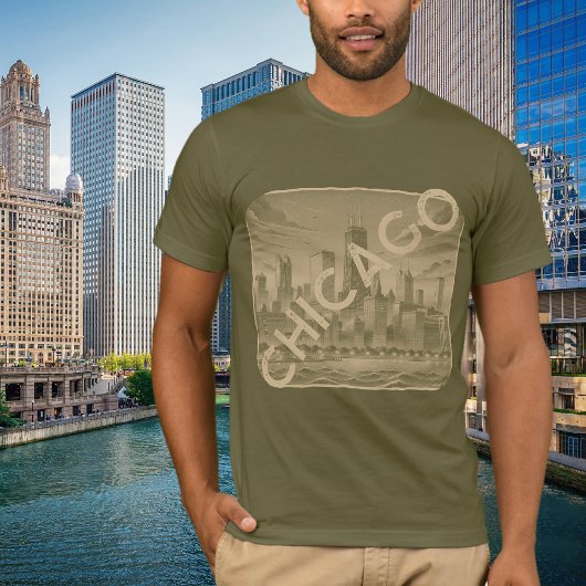 Chicago Khaki Tan Name Graphic T - Shirt