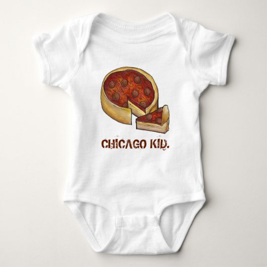 CHICAGO KID Illinois Deep Dish Pepperoni Pizza Baby Strampler (Vorderseite)