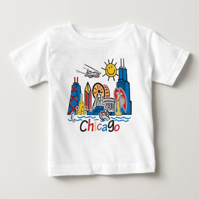 Chicago Kids Skyline Baby T-shirt (Vorderseite)