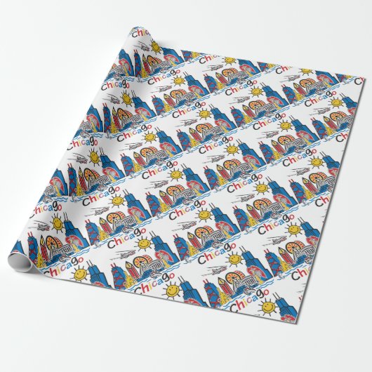 Chicago Kids Skyline Geschenkpapier (Ungerollt)