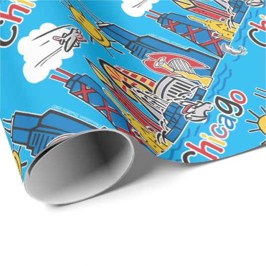 Chicago Kids Skyline Geschenkpapier (Rolleneckpunkt)
