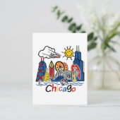 Chicago Kids Skyline Postkarte (Stehend Vorderseite)