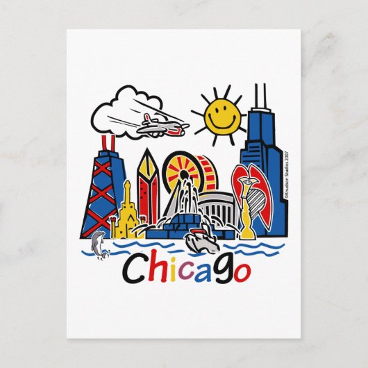 Chicago Kids Skyline Postkarte (Vorderseite)