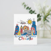 Chicago Kids Skyline Postkarte (Stehend Vorderseite)