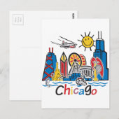 Chicago Kids Skyline Postkarte (Vorne/Hinten)